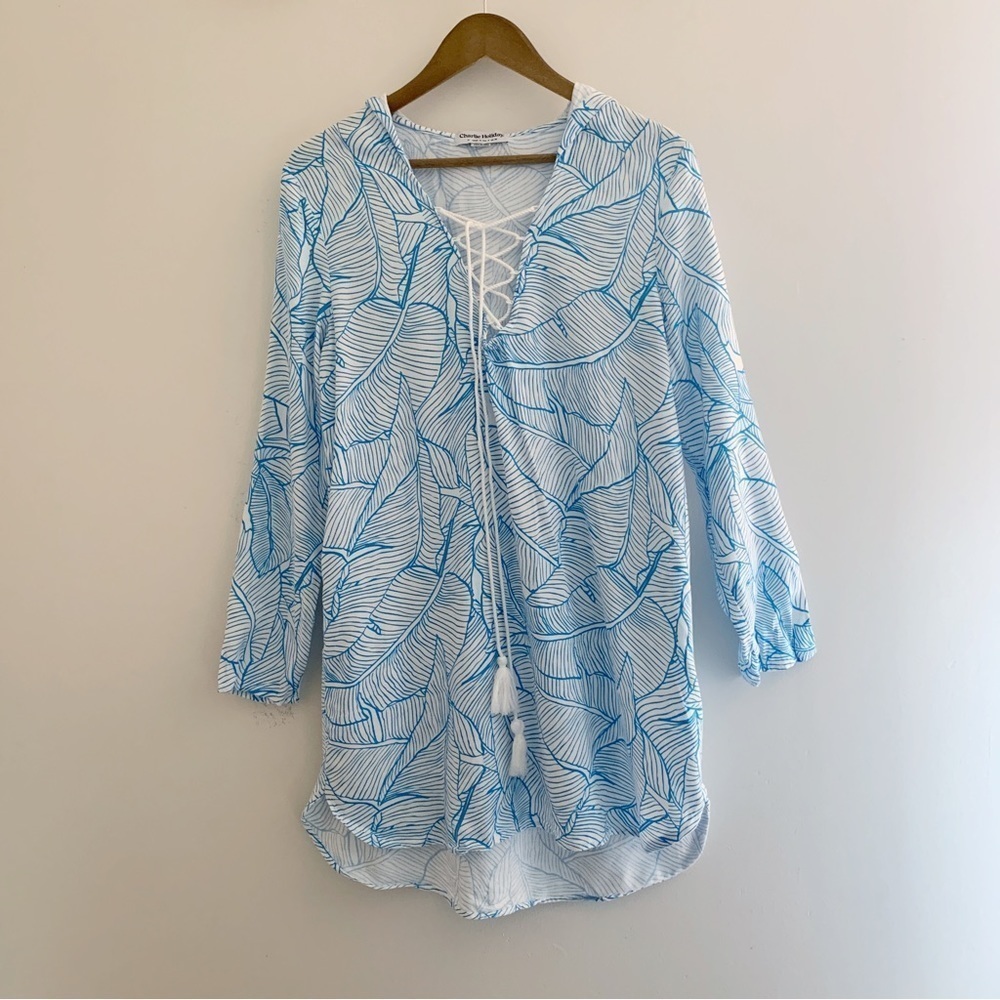 Charlie Holiday Botanical Print Hooded Swim Cover Up Sz 6 Summer Resortwear
